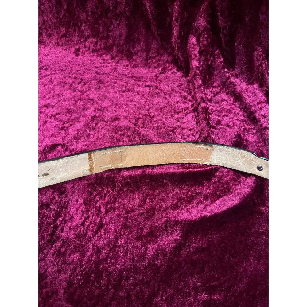 Vintage Nocona Leather Belt Tooled Heart Cutout Silver Concho Belt USA 34-37.75